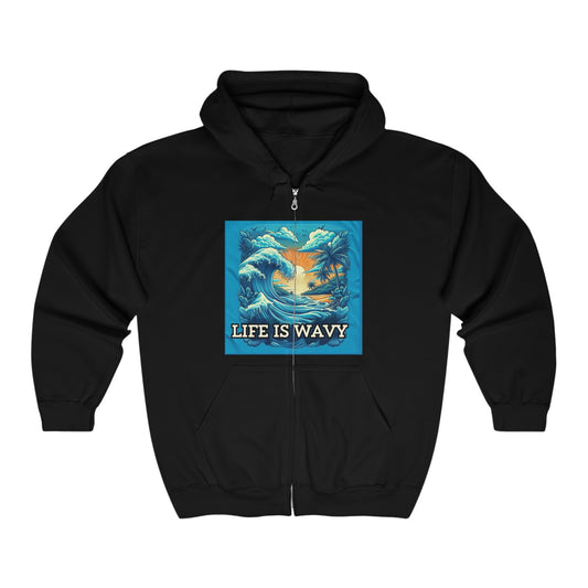 Life is Wavy Unisex Heavy Blend™ Full Zip Hooded Sweatshirt #LW3