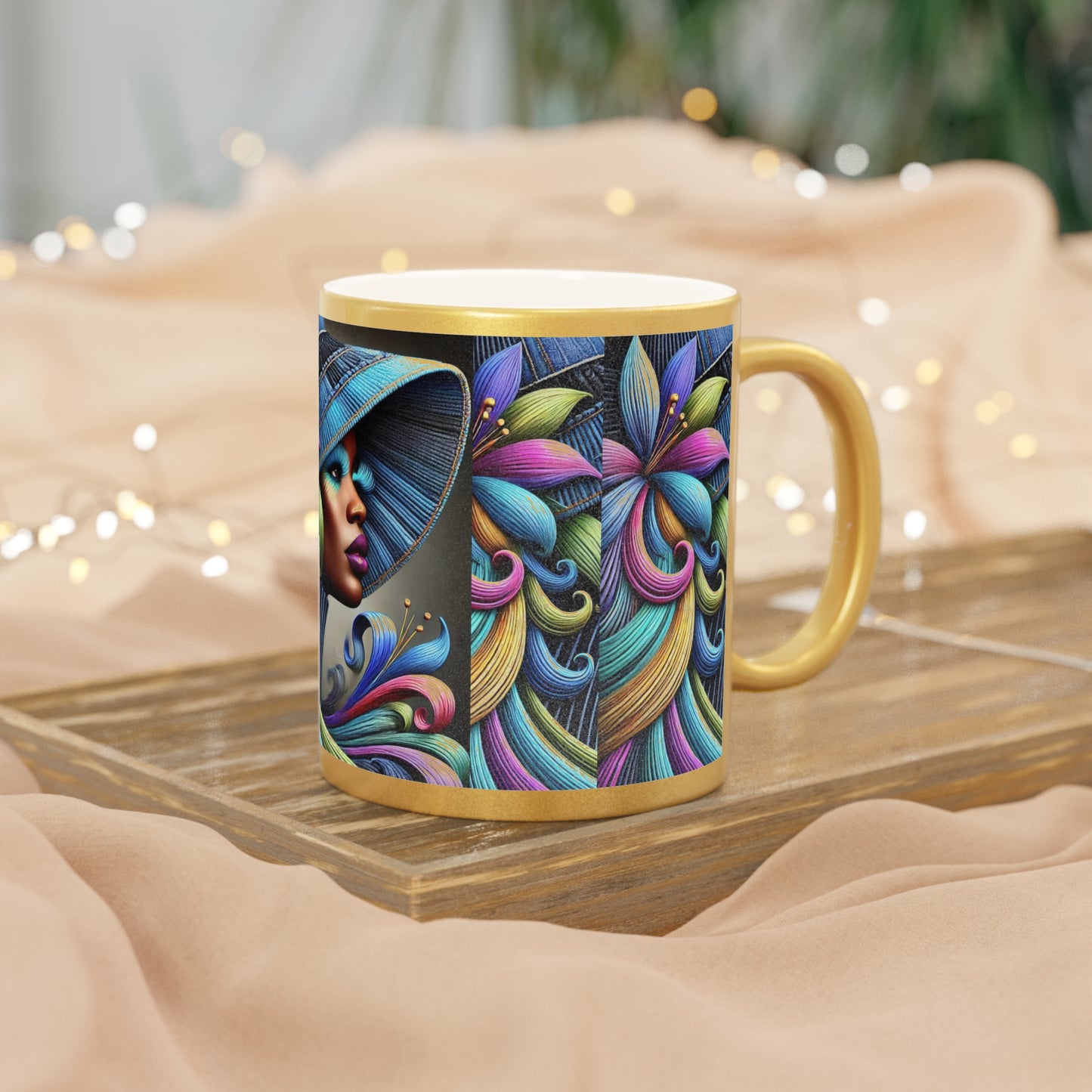 Denim Beauty African Art Metallic Mug #DB1
