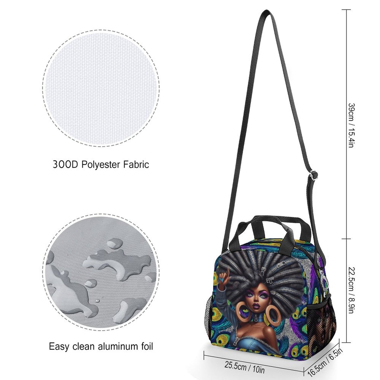 Insulated Lunch Crossbody Bag with Strap for Office School Picnic (All-Over Printing)