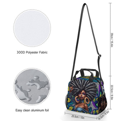 Insulated Lunch Crossbody Bag with Strap for Office School Picnic (All-Over Printing)