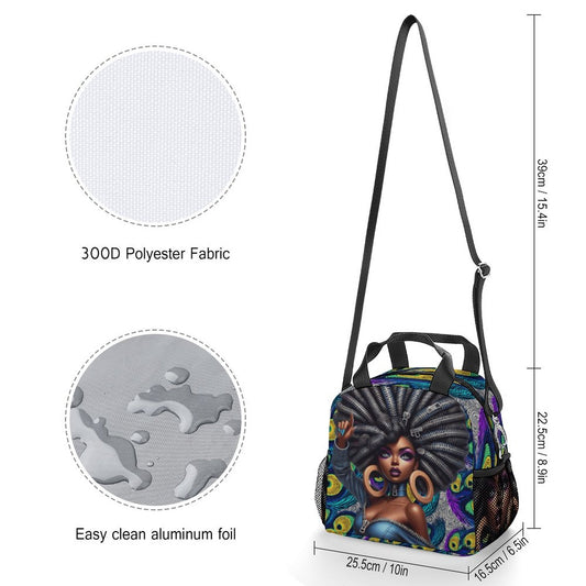 Insulated Lunch Crossbody Bag with Strap for Office School Picnic (All-Over Printing)