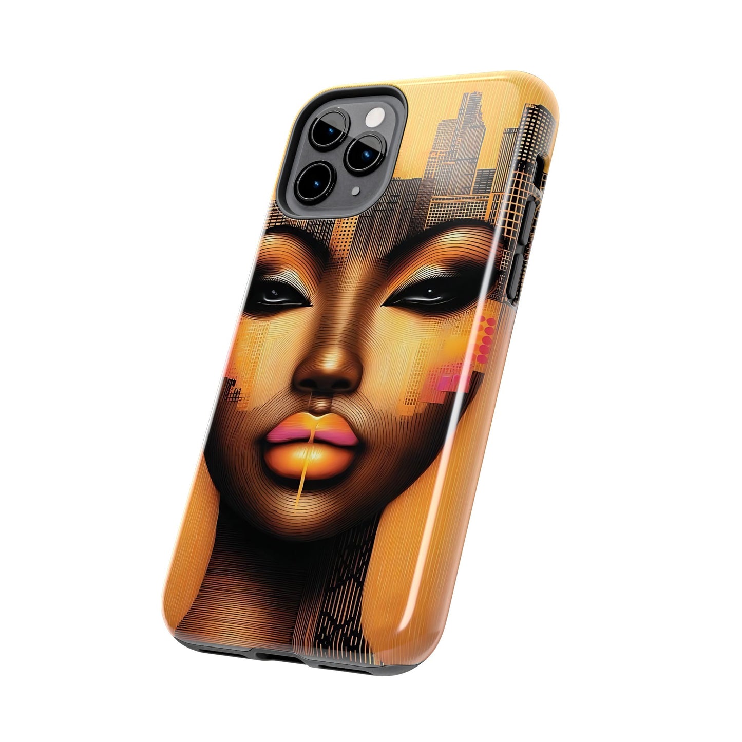 Afrocentric Tough Phone Case, City Girl On The Move Unique Design, Urban Street Style, Protective Cellphone Cover, Trendy Mobile Accessory