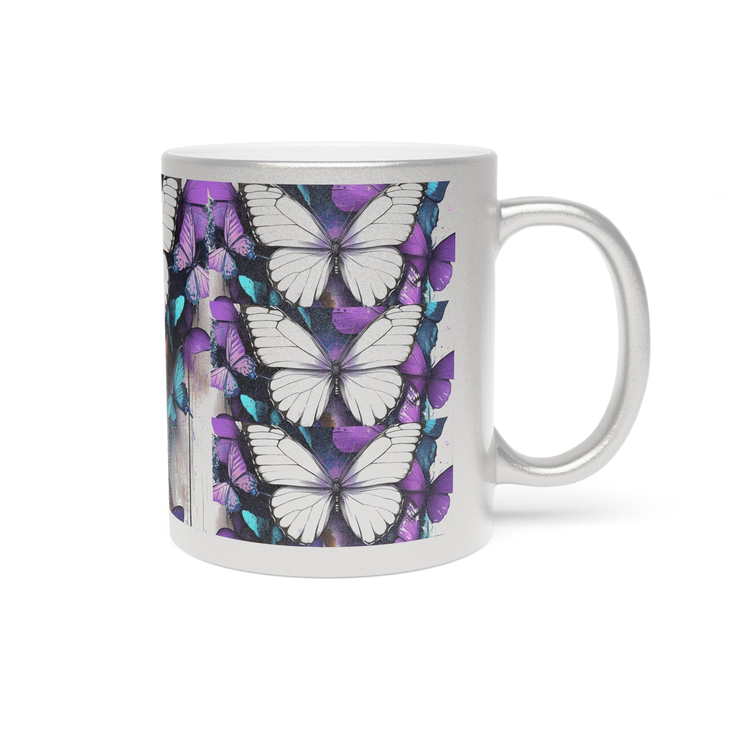 Butterfly Beauty Metallic Mug, African Art Mug, Silver
old Mug, Gift for Her,