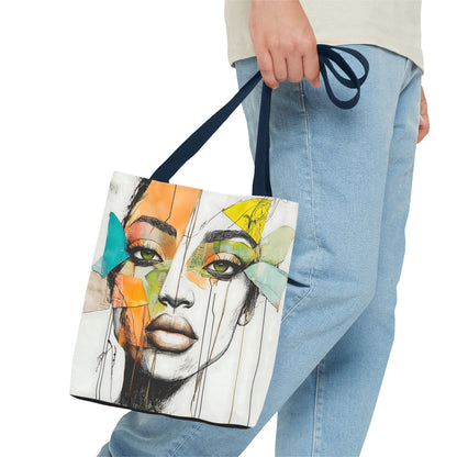 Artistic Abstract Face Tote Bag, Trendy Canvas Bag, Unique Gift for Art Lovers, Fashionable Beach Bag, Stylish Shopping Bag, Cool
