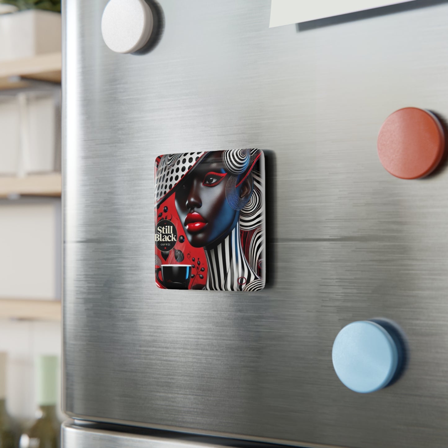 Still Black Porcelain Magnet, Square #SB11