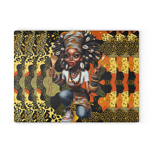 Glass Cutting Board, Afrocentric Kitchen Decor, Ankara Pattern Glass Board, Ethnic Design Cheese Board, Unique Housewarming Gift