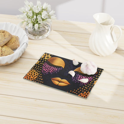 Artistic Glass Cutting Board with Elegant Face Design, Unique Kitchen Decor, Gift for Foodies, Modern Cooking, Stylish Kitchen Accessories