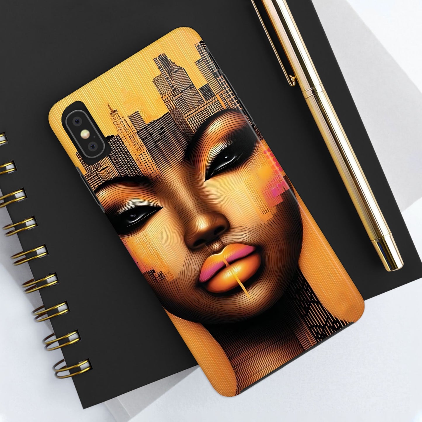 Afrocentric Tough Phone Case, City Girl On The Move Unique Design, Urban Street Style, Protective Cellphone Cover, Trendy Mobile Accessory