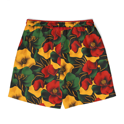 Vibrant Floral Unisex Swim Shorts | Tropical Beachwear Summer Vacation Pool Party Relaxation Gift for Him and Her