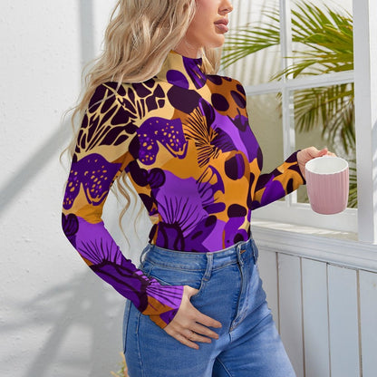 High-collar Long-sleeve Bodysuit NZ056 (All-Over Printing)