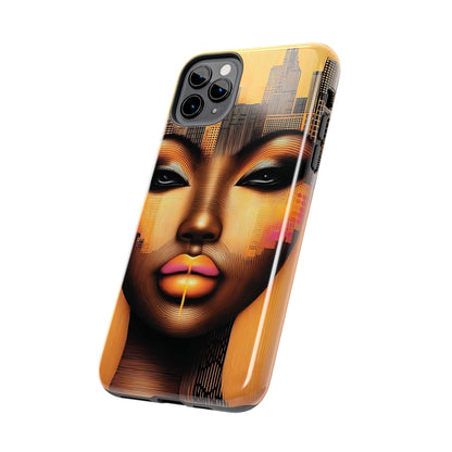 Afrocentric Tough Phone Case, City Girl On The Move Unique Design, Urban Street Style, Protective Cellphone Cover, Trendy Mobile Accessory