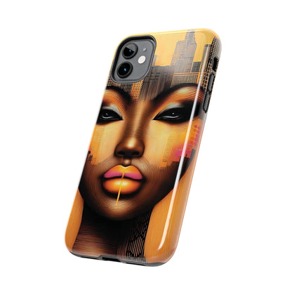Afrocentric Tough Phone Case, City Girl On The Move Unique Design, Urban Street Style, Protective Cellphone Cover, Trendy Mobile Accessory