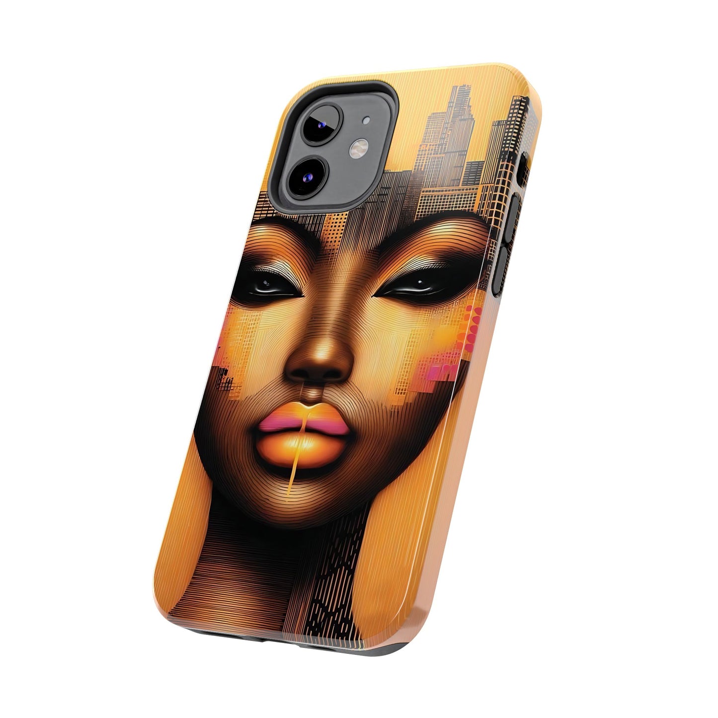 Afrocentric Tough Phone Case, City Girl On The Move Unique Design, Urban Street Style, Protective Cellphone Cover, Trendy Mobile Accessory