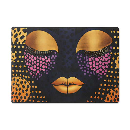 Artistic Glass Cutting Board with Elegant Face Design, Unique Kitchen Decor, Gift for Foodies, Modern Cooking, Stylish Kitchen Accessories