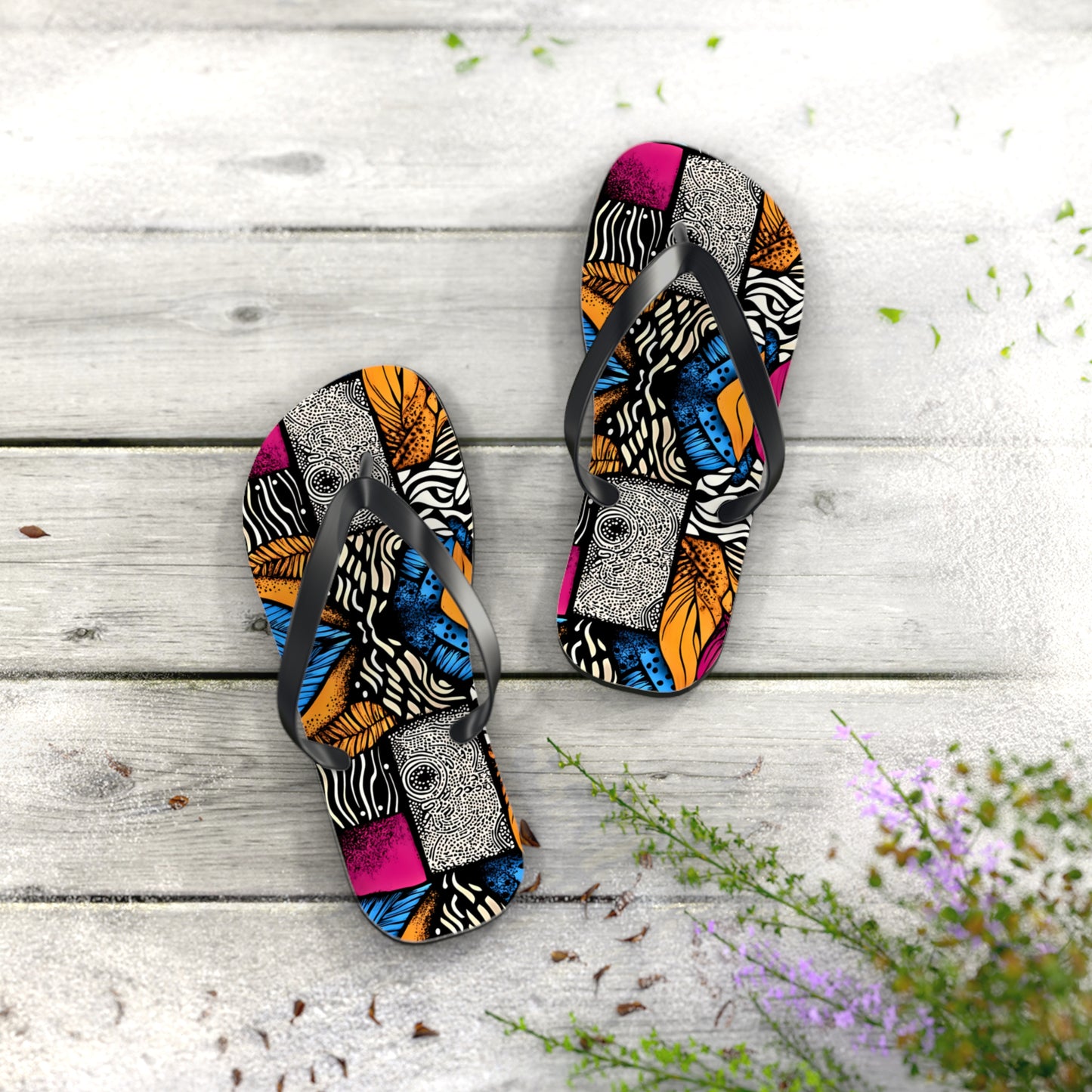 Floral and Feather Flip Flops | Beach Sandals for Summer Vibes Vacation Footwear