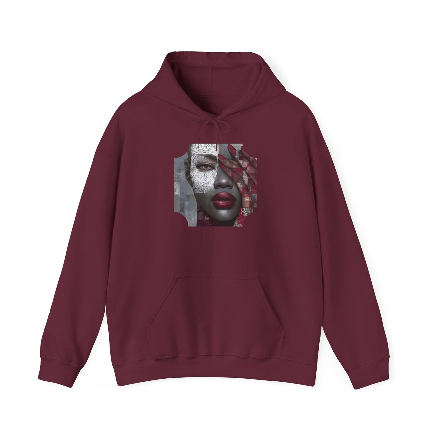 Do You See What I See? Afrocentric Abstract Puzzle Piece Unisex Hoodie Sweatshirt, Woman Print Face Hand Art, Hooded, Black