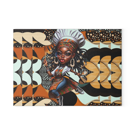 Glass Cutting Board, Afrocentric Kitchen Decor, Ankara Pattern Glass Board, Ethnic Design Cheese Board, Unique Housewarming Gift