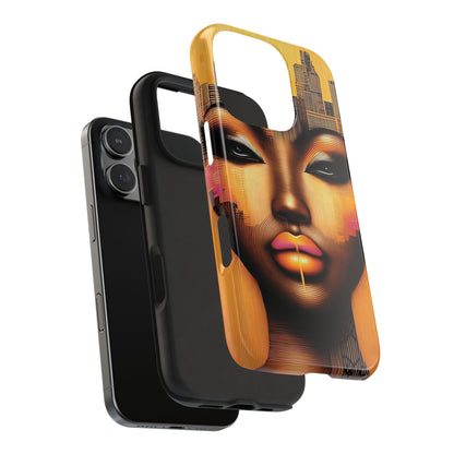 Afrocentric Tough Phone Case, City Girl On The Move Unique Design, Urban Street Style, Protective Cellphone Cover, Trendy Mobile Accessory