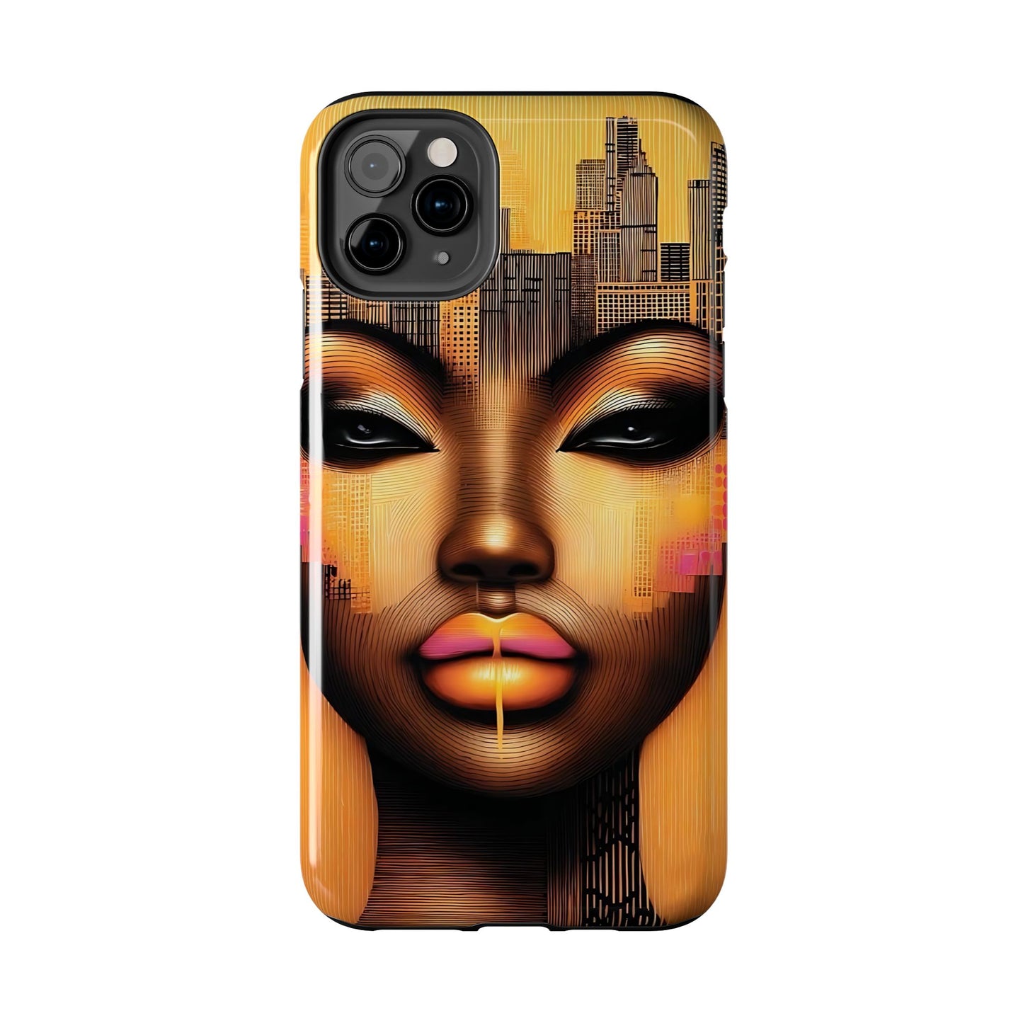 Afrocentric Tough Phone Case, City Girl On The Move Unique Design, Urban Street Style, Protective Cellphone Cover, Trendy Mobile Accessory