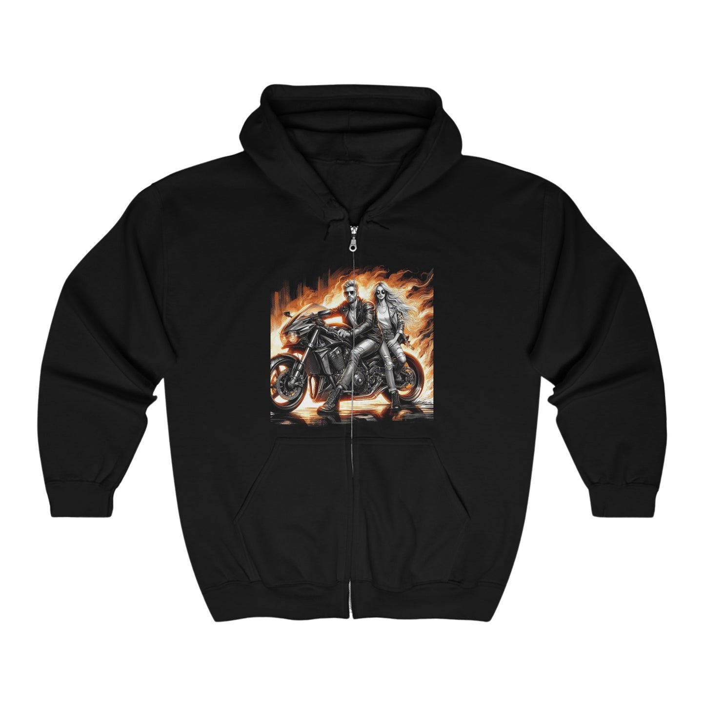 Born To Ride Unisex Heavy Blend™ Full Zip Hooded Sweatshirt #13MU