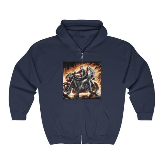 Born To Ride Unisex Heavy Blend™ Full Zip Hooded Sweatshirt #13MU