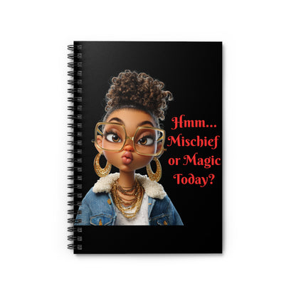 Funny Sarcastic Spiral Notebook - Ruled Line, Hmm Mischief or Magic Today Humorous Gift, Cool, Sarcastic Journal for Him/Her, Graphic