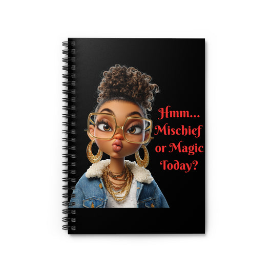 Funny Sarcastic Spiral Notebook - Ruled Line, Hmm Mischief or Magic Today Humorous Gift, Cool, Sarcastic Journal for Him/Her, Graphic
