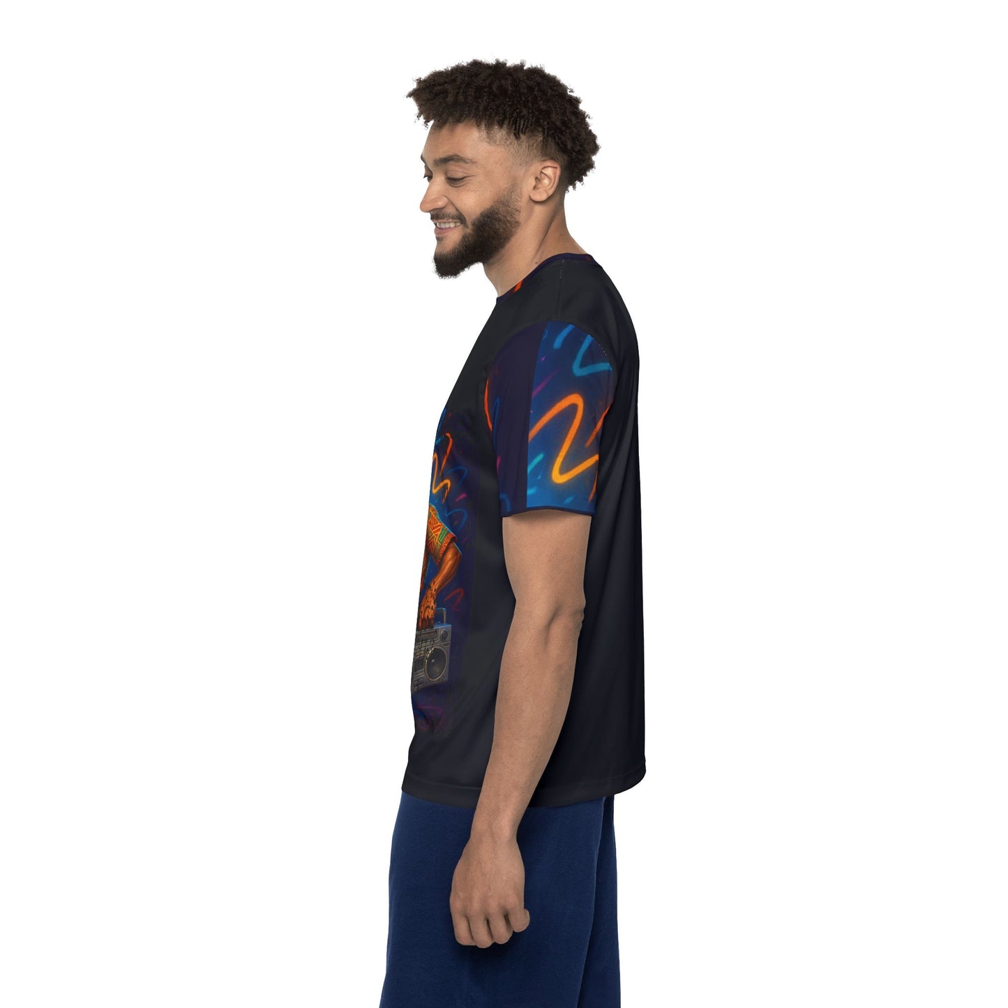 Vibrant Men's Sports Jersey – Retro Hip-Hop Style Tee