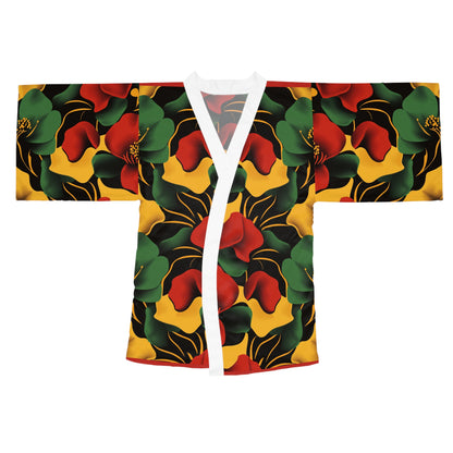 Floral Long Sleeve Kimono Robe - Cozy Loungewear Perfect for Relaxation Spa Days Gift for Her Summer Nights Unique Fashion