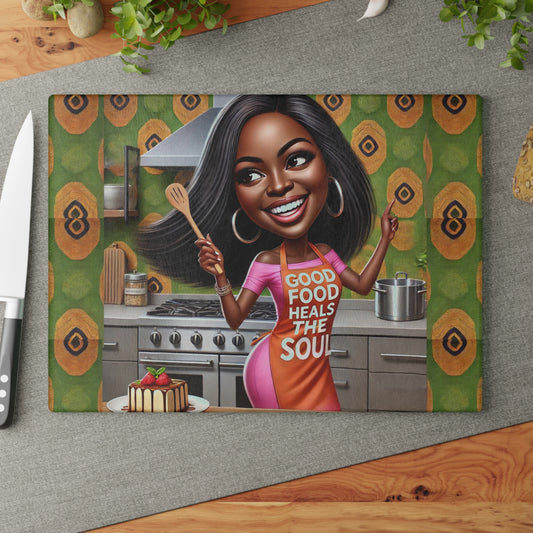 Soulful Bites and Kitchen Delights Glass Cutting Board #SBKD1