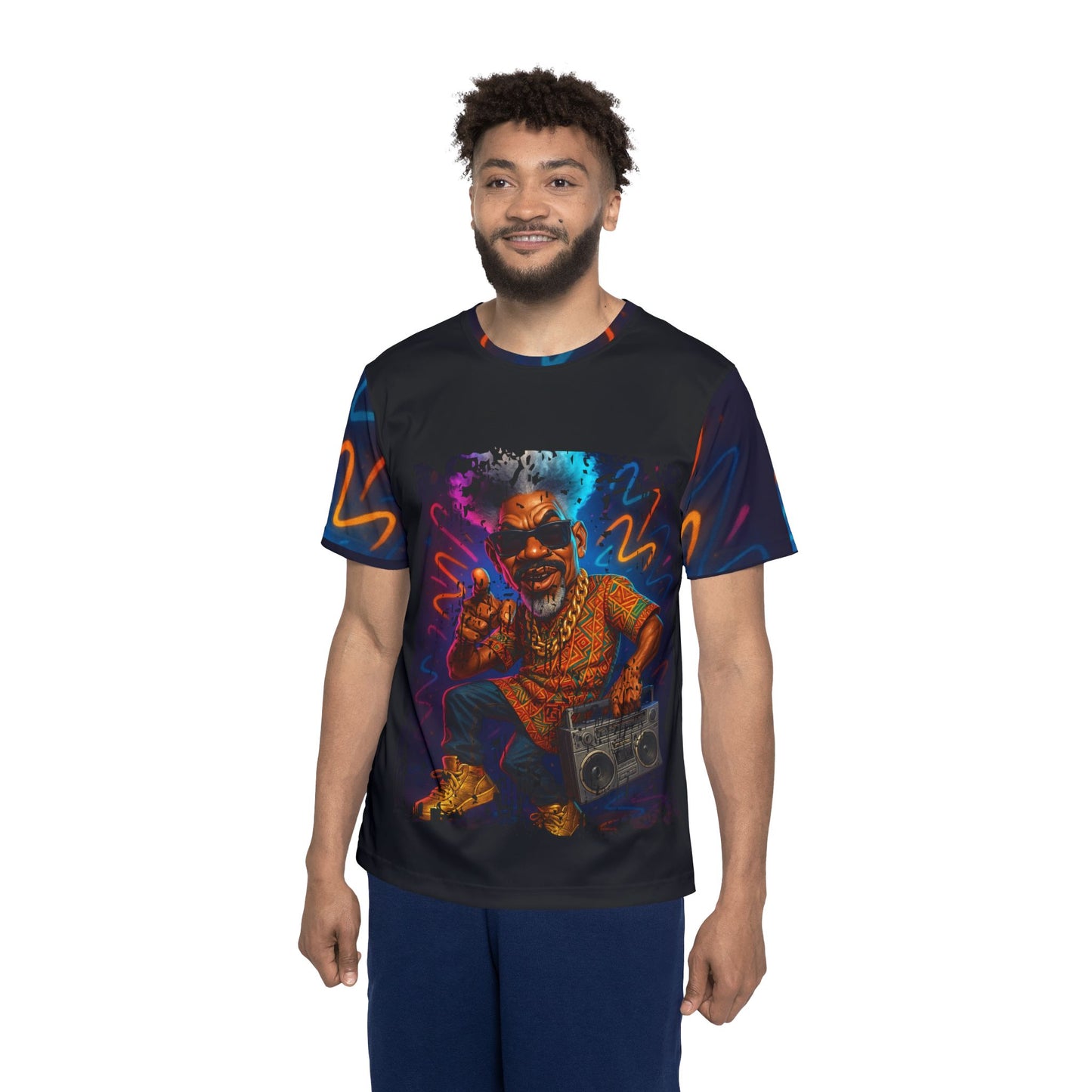 Vibrant Men's Sports Jersey – Retro Hip-Hop Style Tee