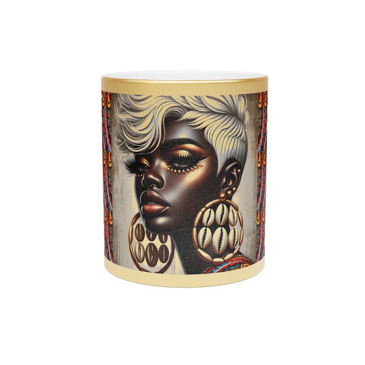 Platinum Beauty African Art Metallic Mug