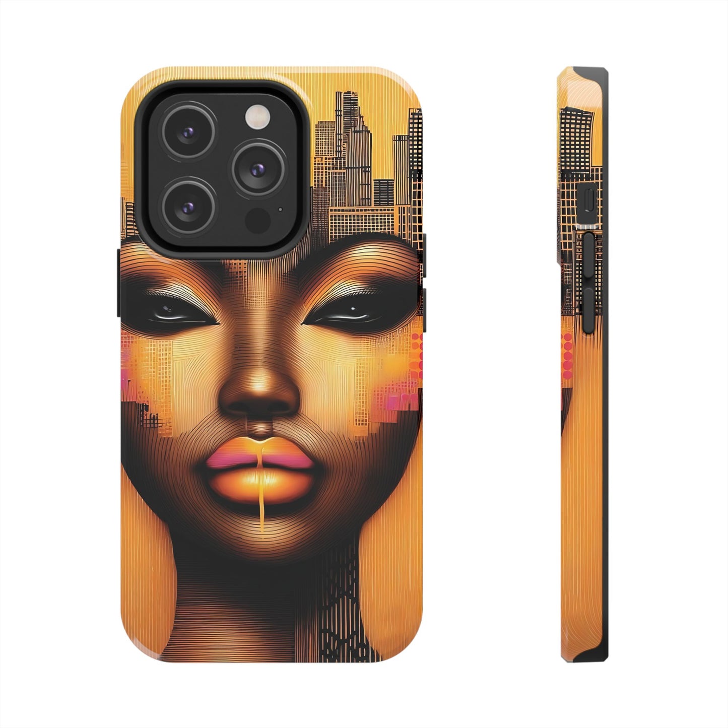 Afrocentric Tough Phone Case, City Girl On The Move Unique Design, Urban Street Style, Protective Cellphone Cover, Trendy Mobile Accessory
