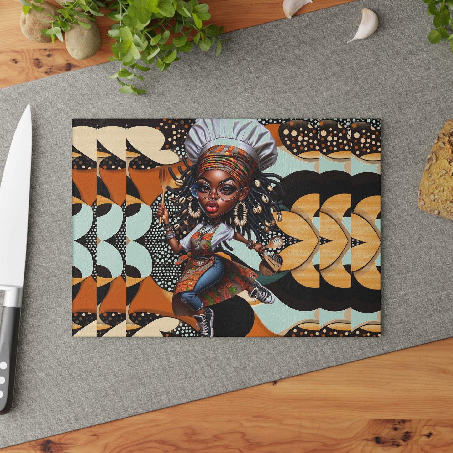 Glass Cutting Board, Afrocentric Kitchen Decor, Ankara Pattern Glass Board, Ethnic Design Cheese Board, Unique Housewarming Gift