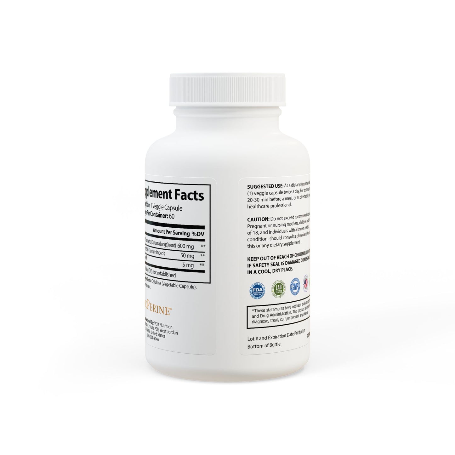 Turmeric with BioPerine® (Black Pepper Fruit Extract) Supplement #GLP12