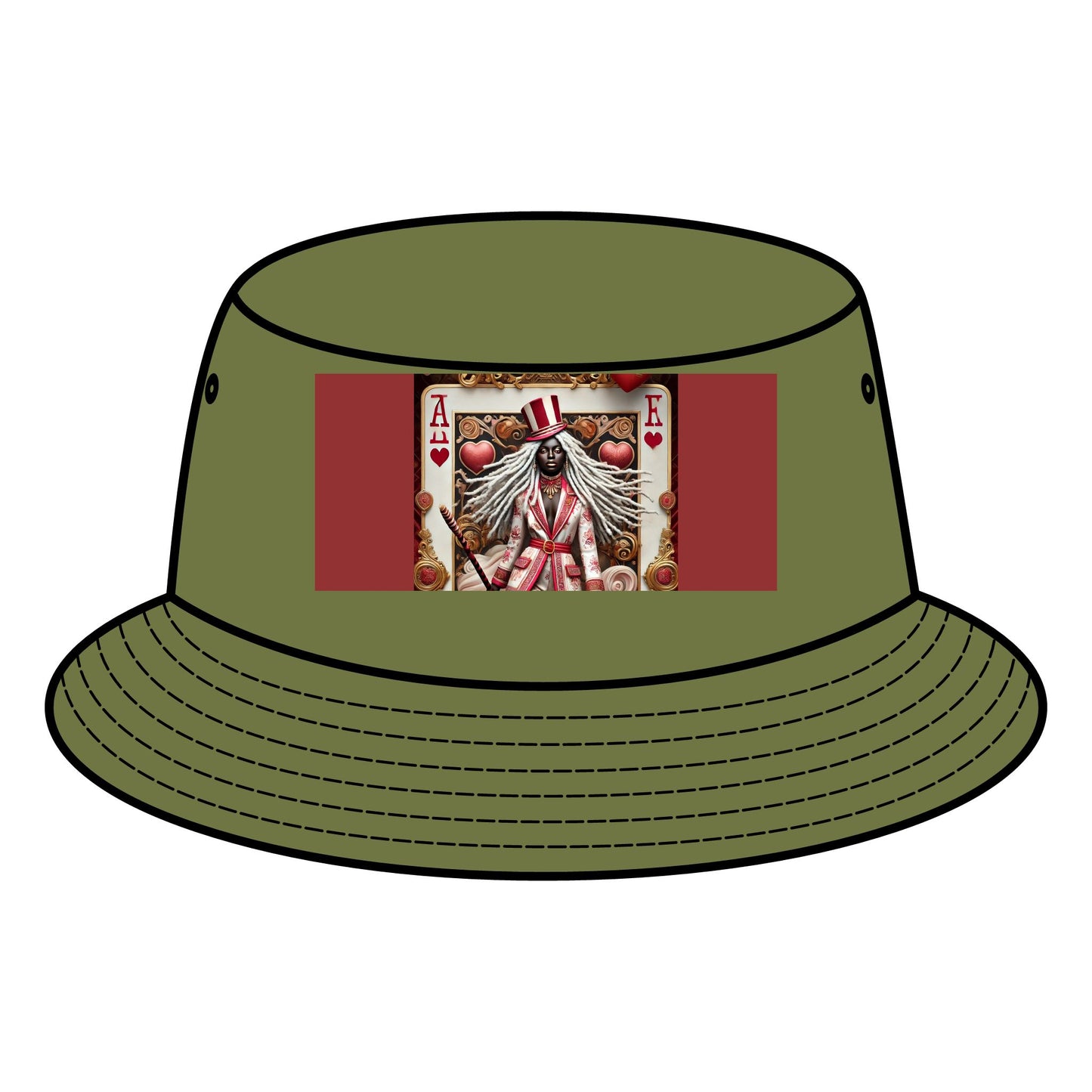 Queen of Hearts Bucket Hat - Stylish Canvas Hat for Festivals & Casual Outings
