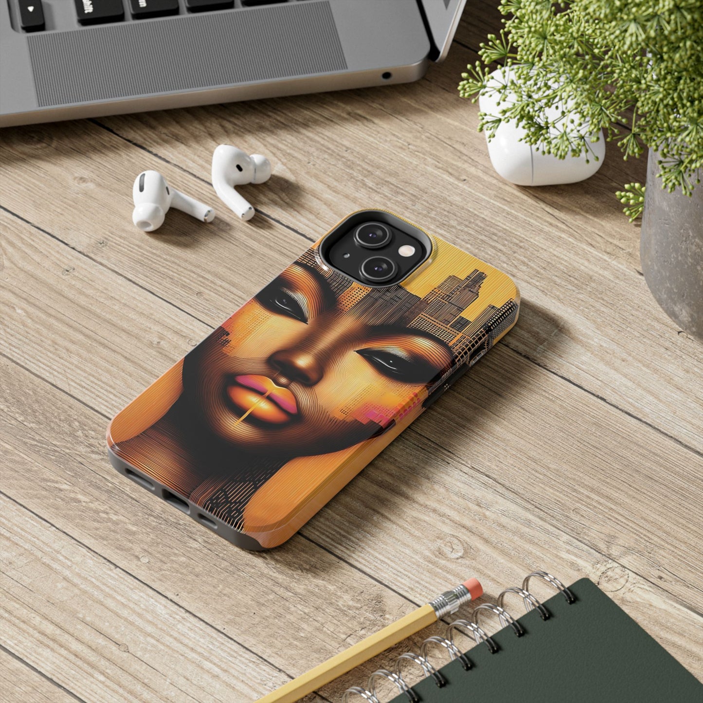 Afrocentric Tough Phone Case, City Girl On The Move Unique Design, Urban Street Style, Protective Cellphone Cover, Trendy Mobile Accessory