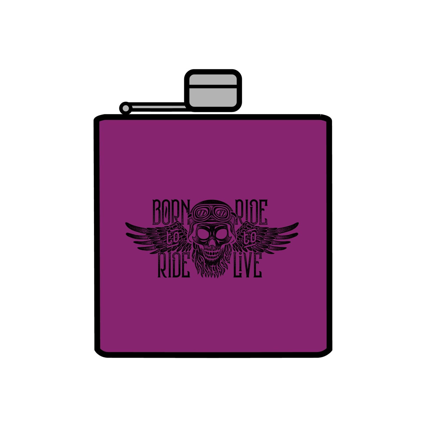 Born To Ride Stainless Steel Flask, 6oz #13M