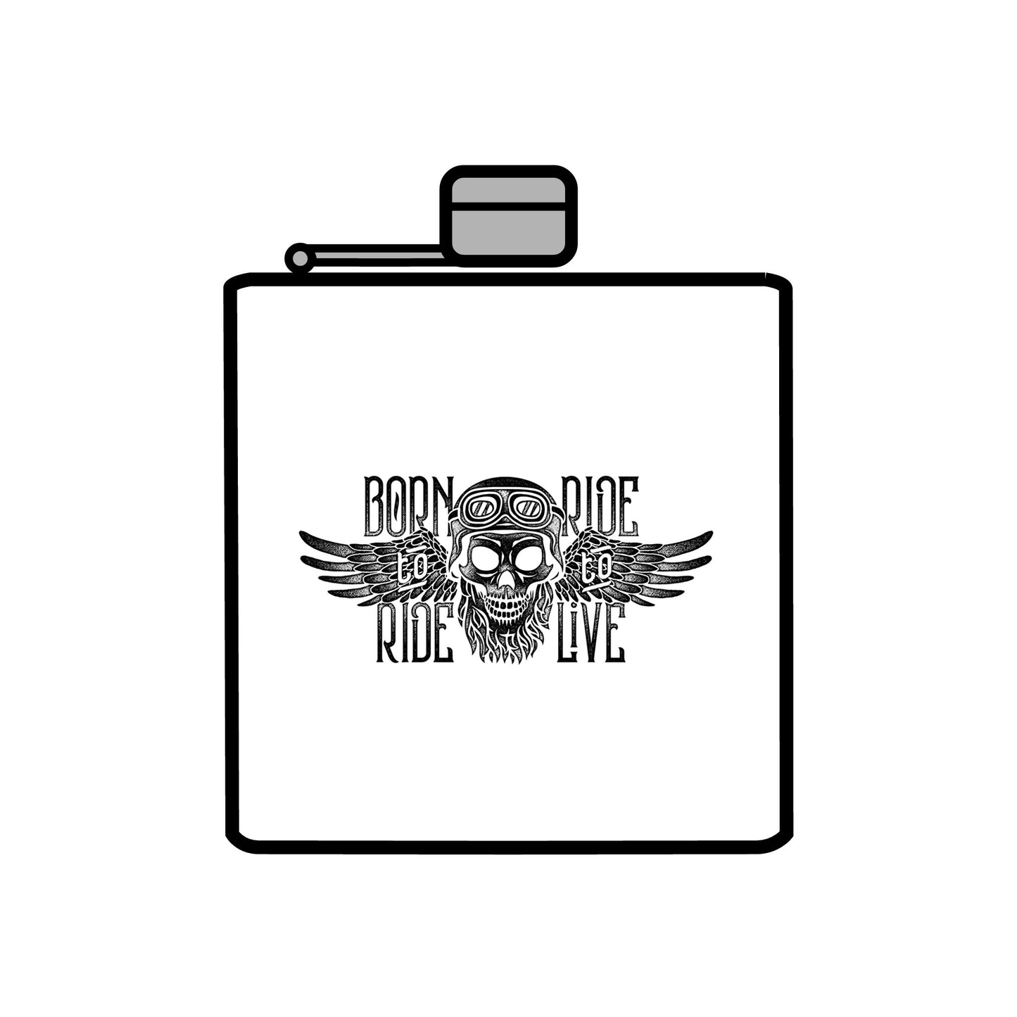 Born To Ride Stainless Steel Flask, 6oz #13M