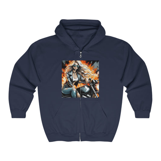 Born To Ride Unisex Heavy Blend™ Full Zip Hooded Sweatshirt #13MU