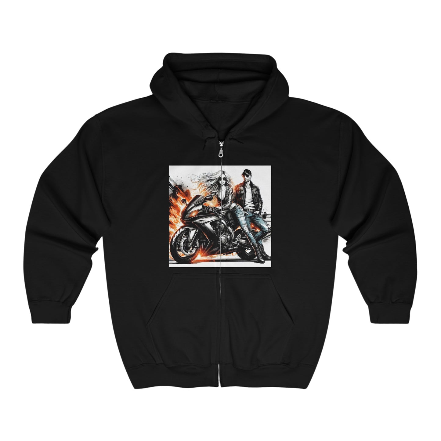 Born To Ride Unisex Heavy Blend™ Full Zip Hooded Sweatshirt #13MU