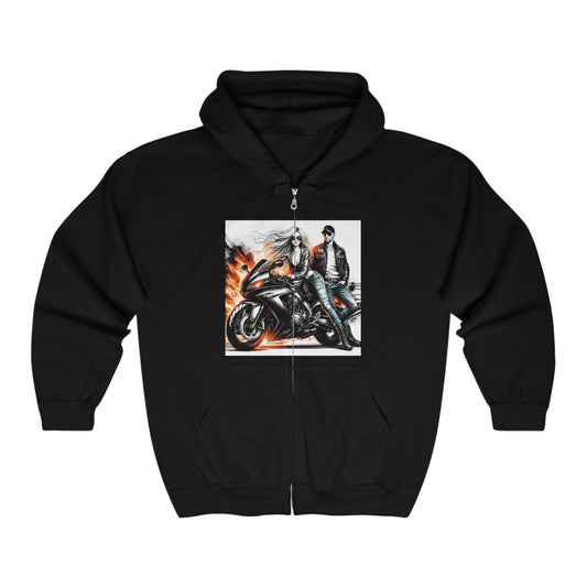 Born To Ride Unisex Heavy Blend™ Full Zip Hooded Sweatshirt #13MU