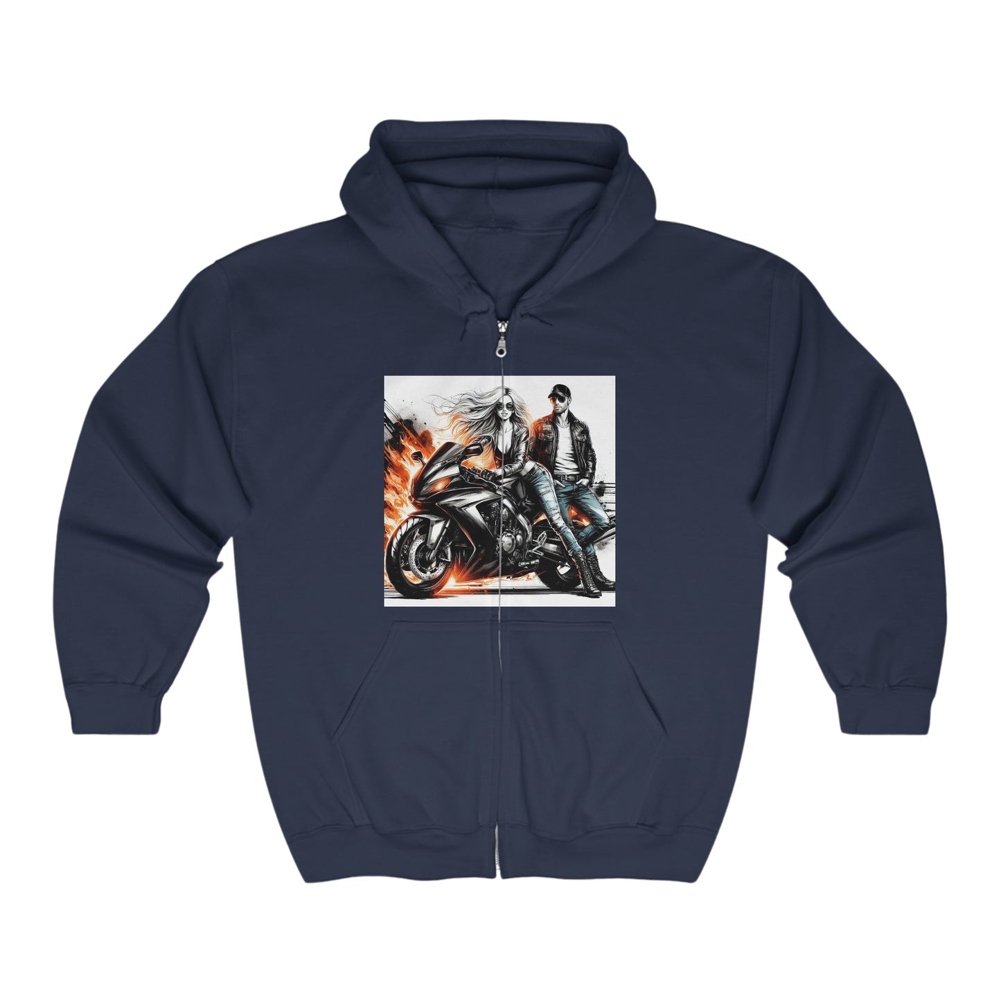 Born To Ride Unisex Heavy Blend™ Full Zip Hooded Sweatshirt #13MU