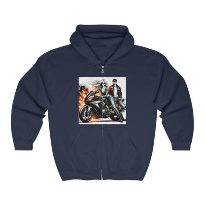 Born To Ride Unisex Heavy Blend™ Full Zip Hooded Sweatshirt #13MU
