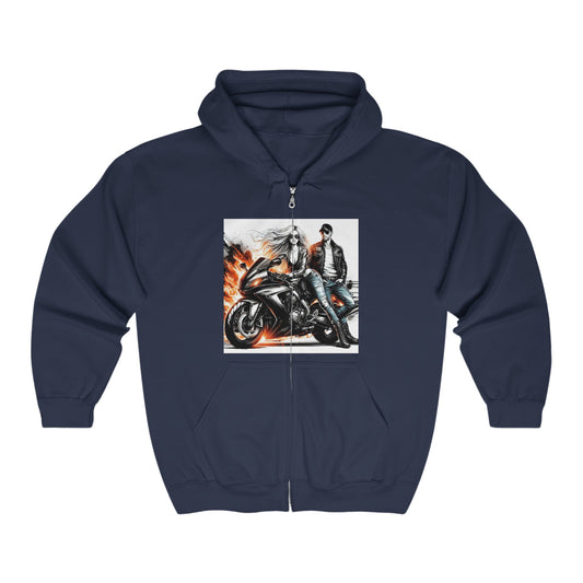 Born To Ride Unisex Heavy Blend™ Full Zip Hooded Sweatshirt #13MU
