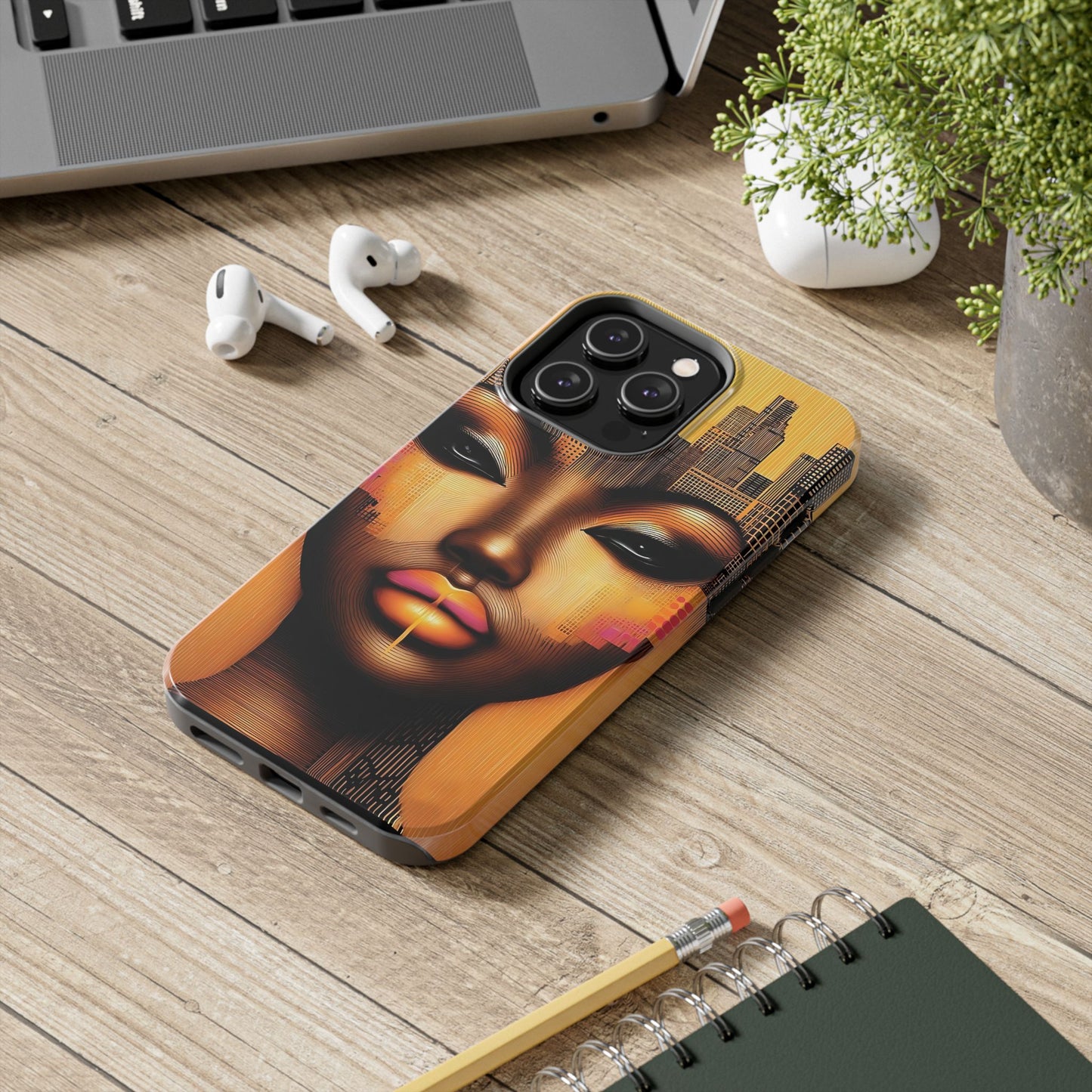 Afrocentric Tough Phone Case, City Girl On The Move Unique Design, Urban Street Style, Protective Cellphone Cover, Trendy Mobile Accessory