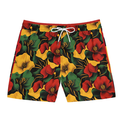 Vibrant Floral Mens Swim Shorts Beachwear Pool Party Summer Vacation Tropical Getaway Gift for Dad