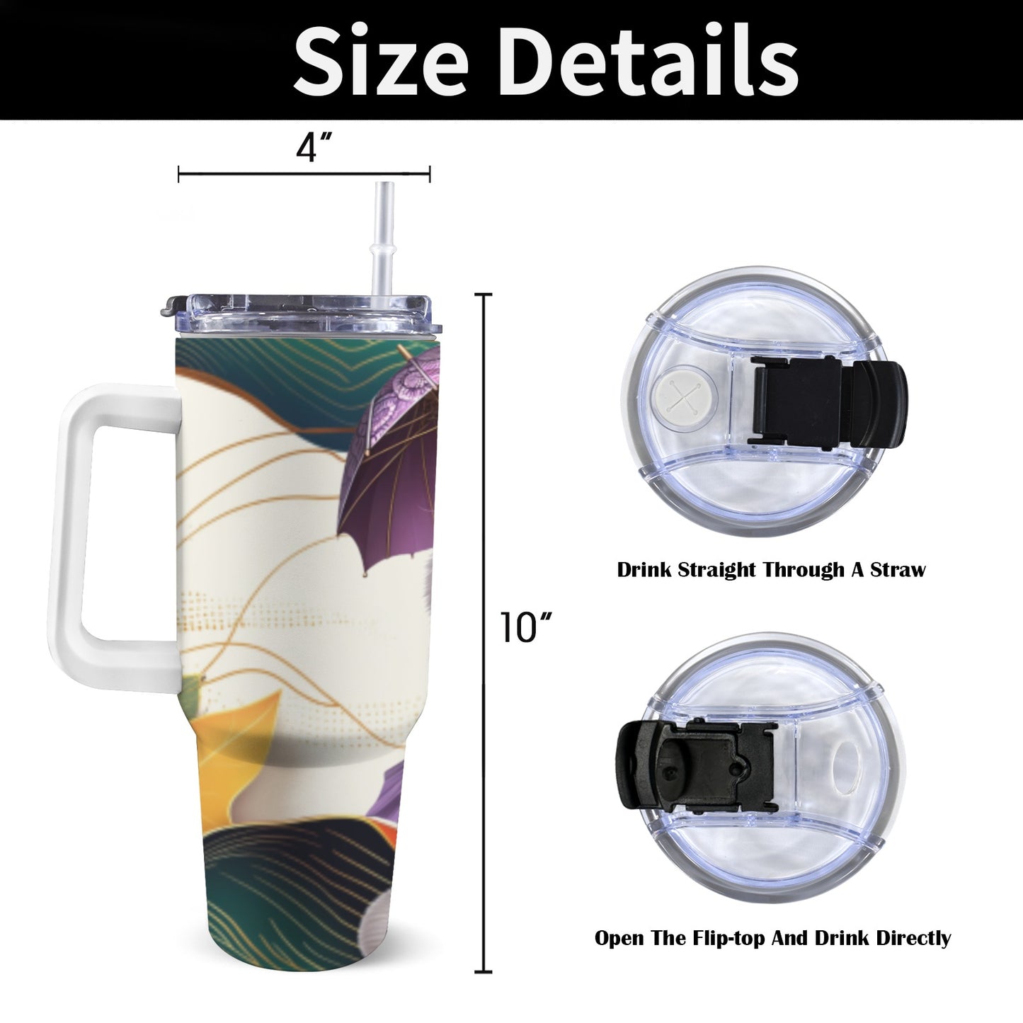 Pet 40 oz Tumbler With White Handle 40oz Tumbler with White Handle