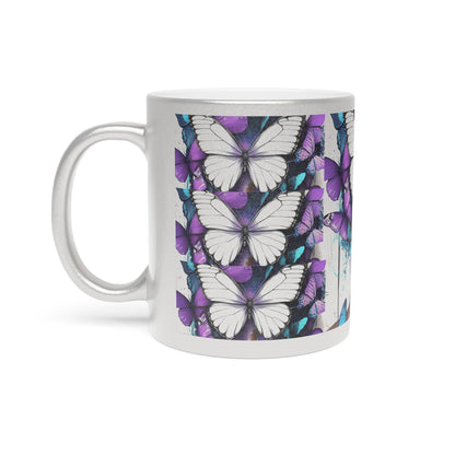 Butterfly Beauty Metallic Mug, African Art Mug, Silver
old Mug, Gift for Her,