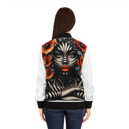 Zebra Fantasy Women's Bomber Jacket (AOP) #ZF10